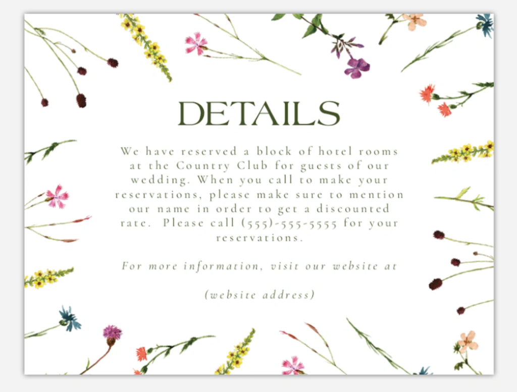 detals cards Wedding Invitation Checklist